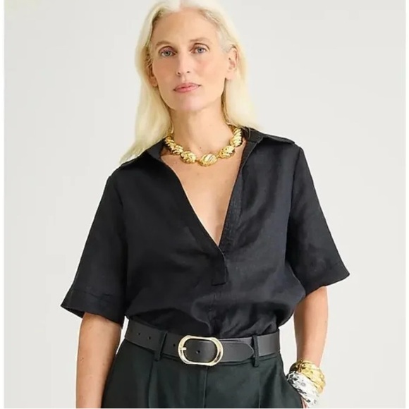 J. Crew Tops - J. Crew Bungalow Popover Top Crepe De Chine Black Viscose Minimalist XS NWT